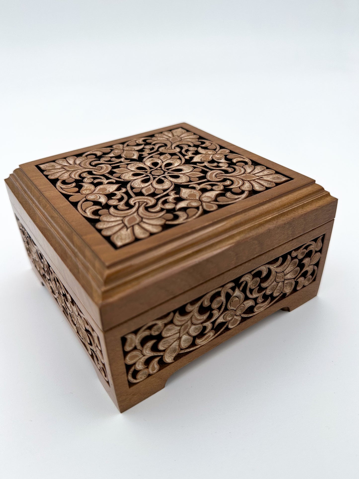 Royal Carved Walnut Fully Hand Made Jewelry Box