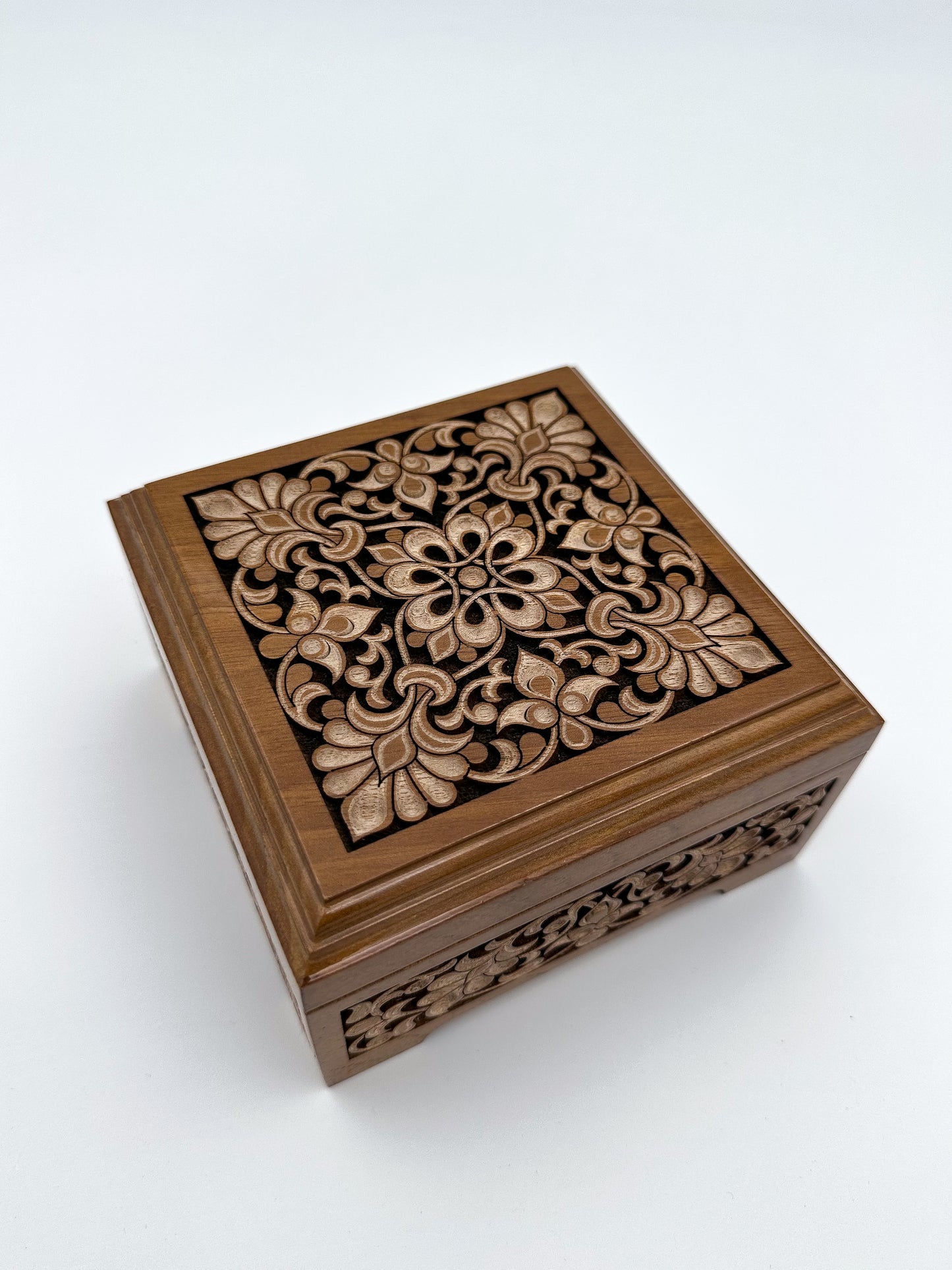 Royal Carved Walnut Fully Hand Made Jewelry Box