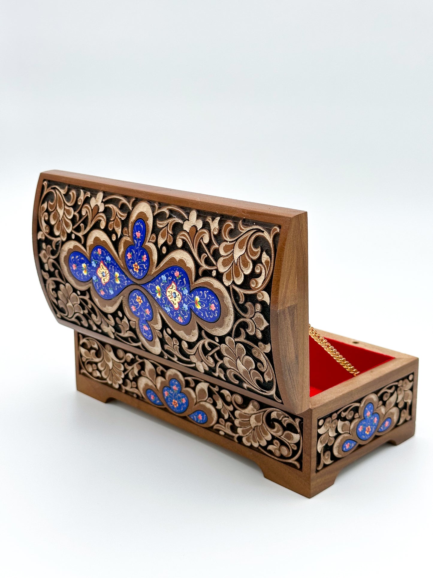 Royal Blue Elegance - Handcrafted Wooden Jewelry Box