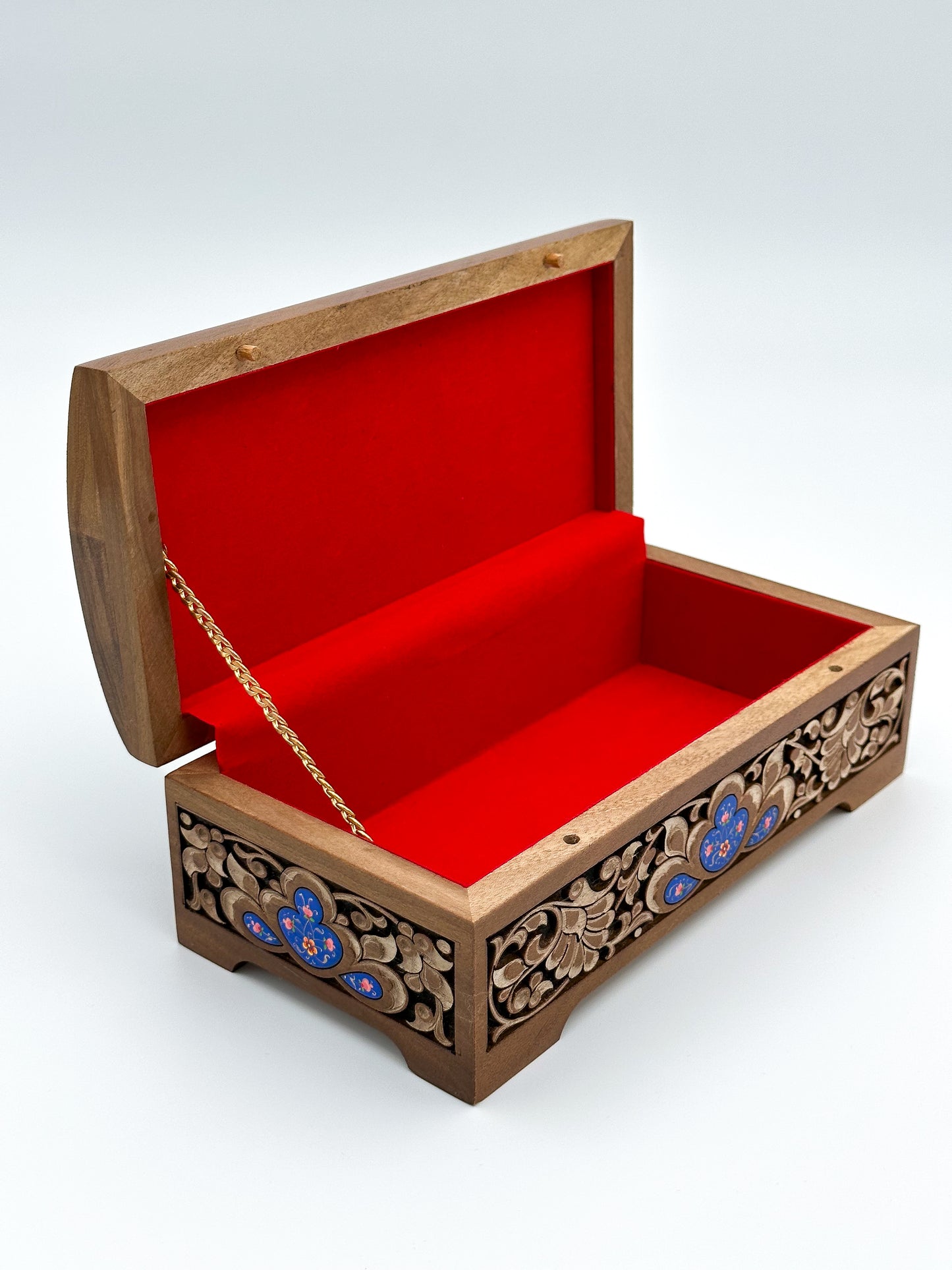 Royal Blue Elegance - Handcrafted Wooden Jewelry Box