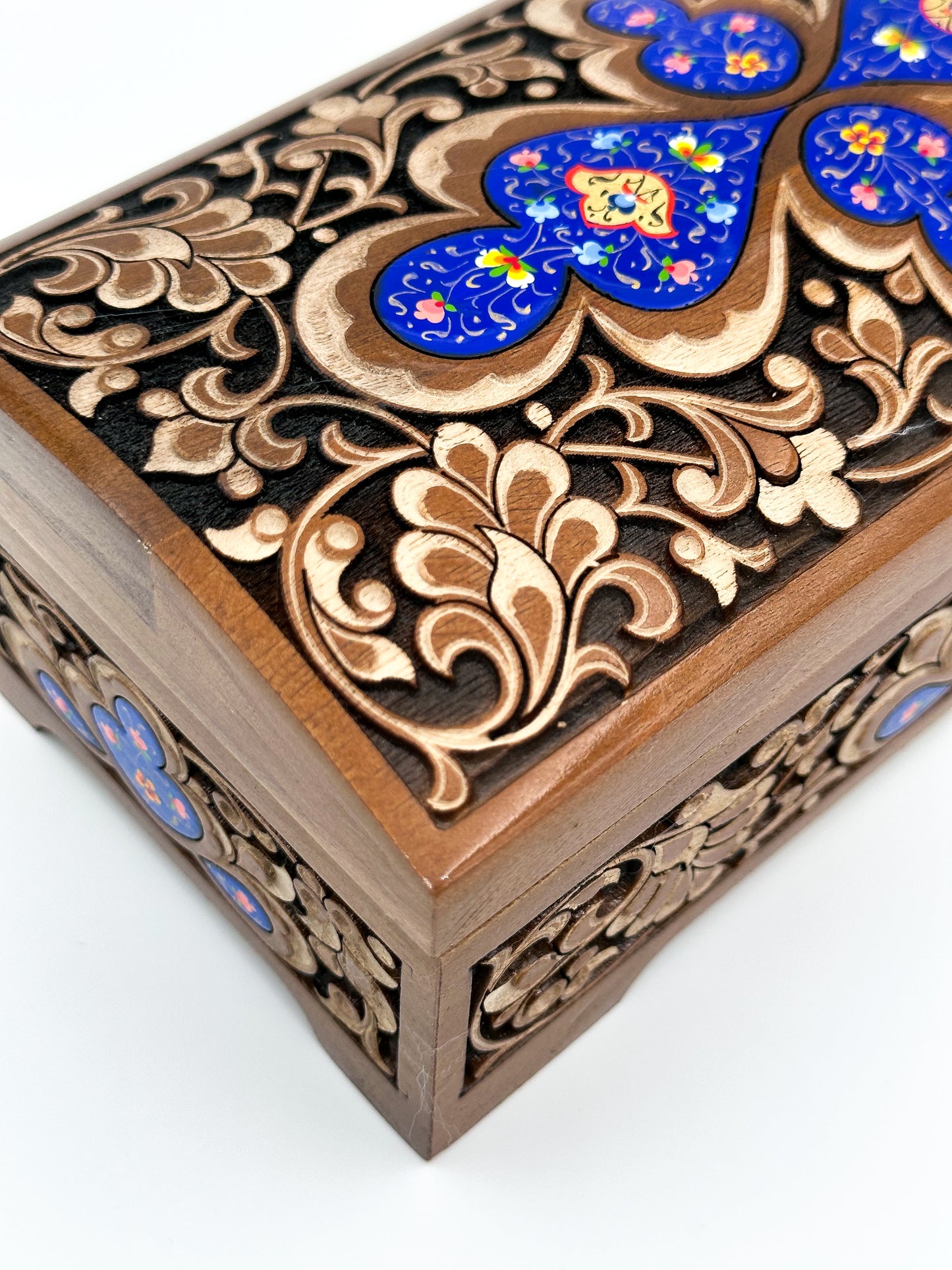 Royal Blue Elegance - Handcrafted Wooden Jewelry Box