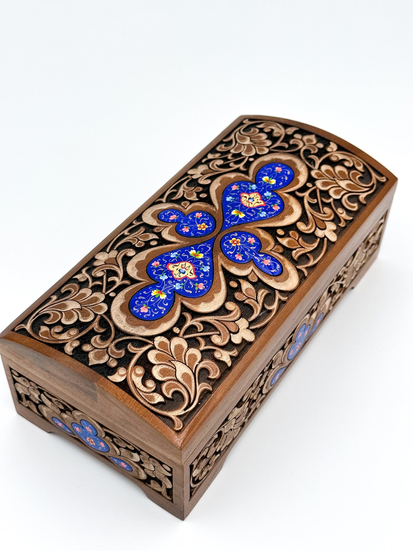 Royal Blue Elegance - Handcrafted Wooden Jewelry Box