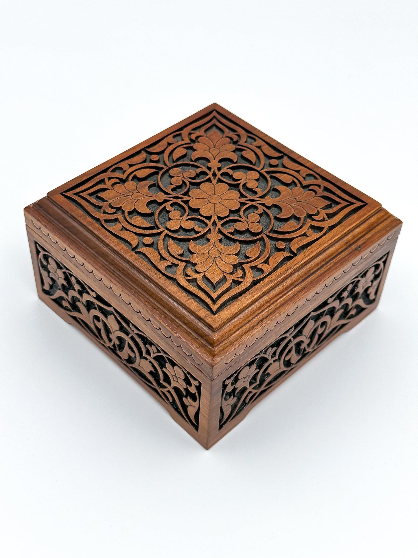 Floral Elegance Wooden Jewelry Box