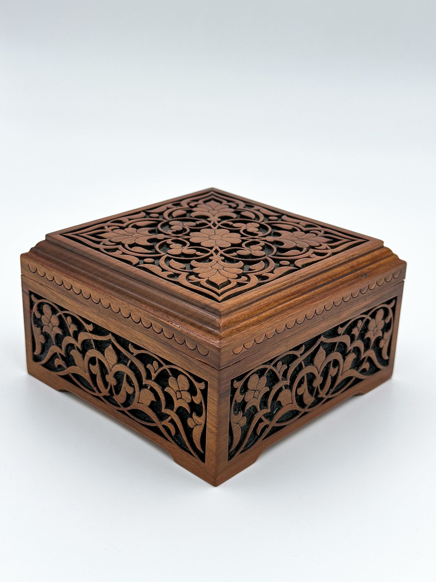 Floral Elegance Wooden Jewelry Box