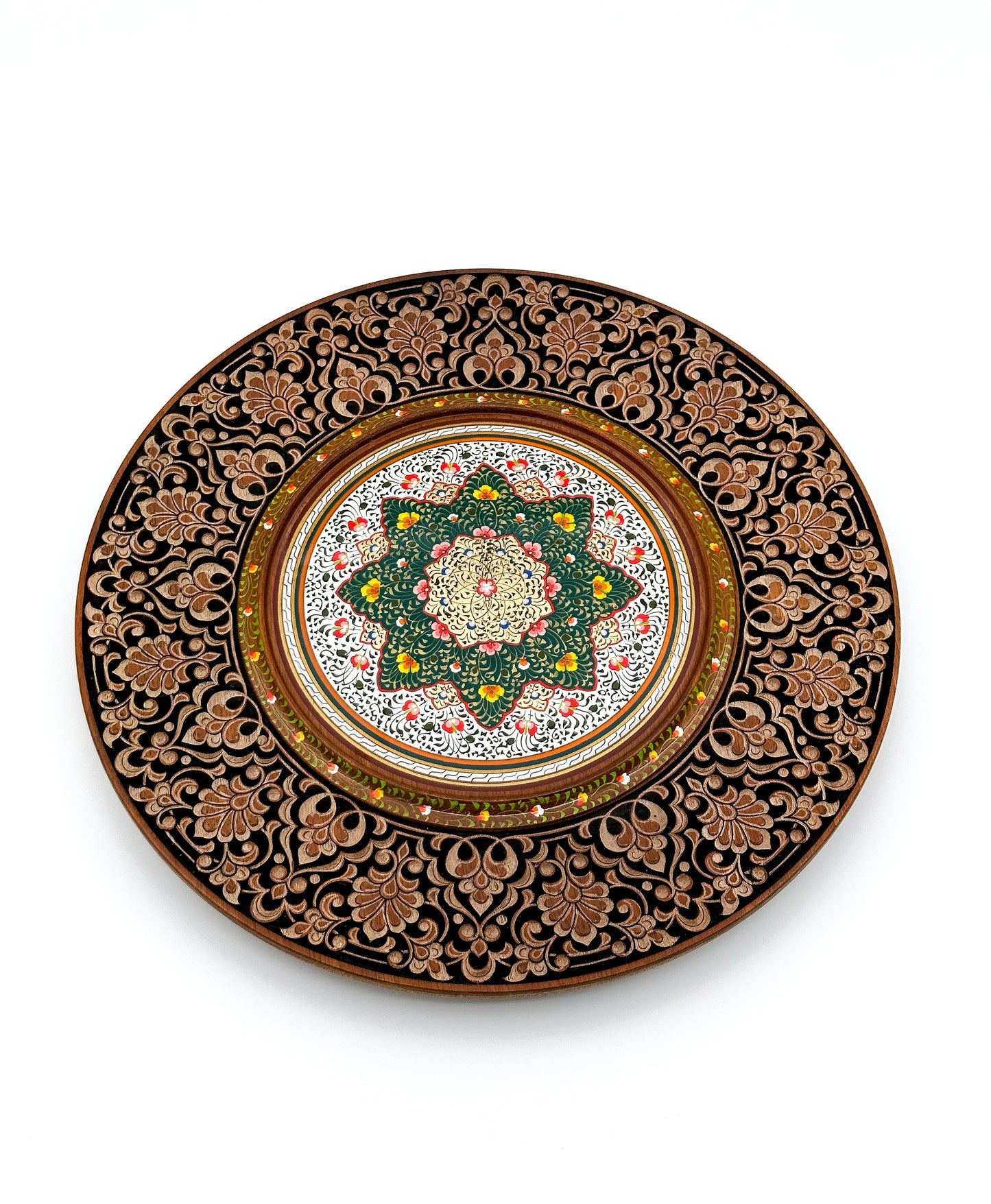 Emerald Blossom Mandala Wall Plate