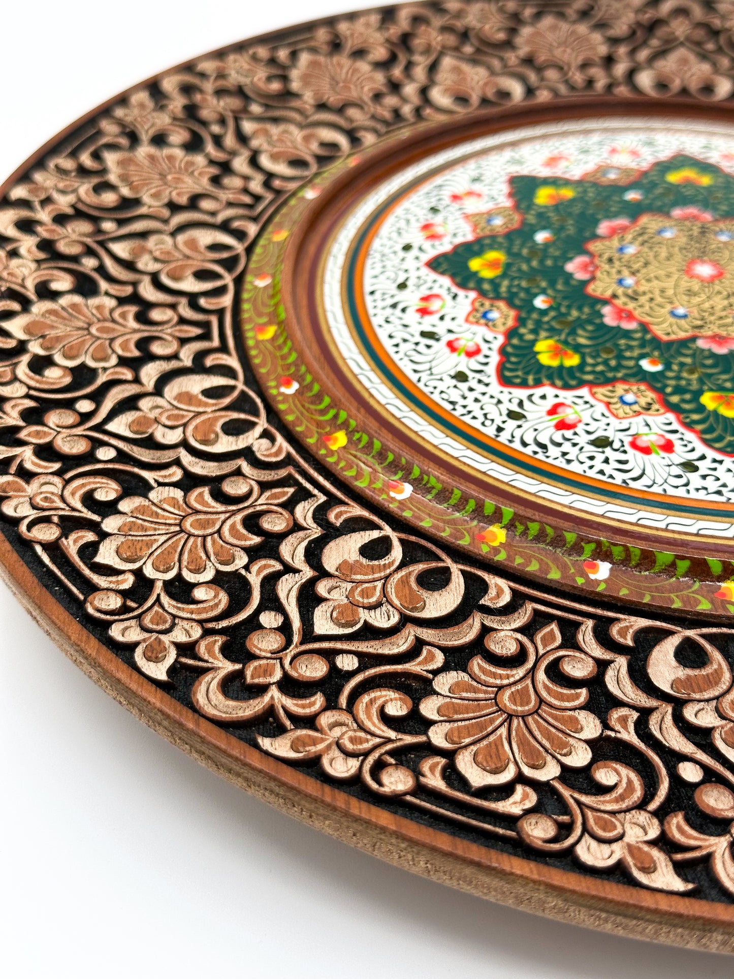 Emerald Blossom Mandala Wall Plate