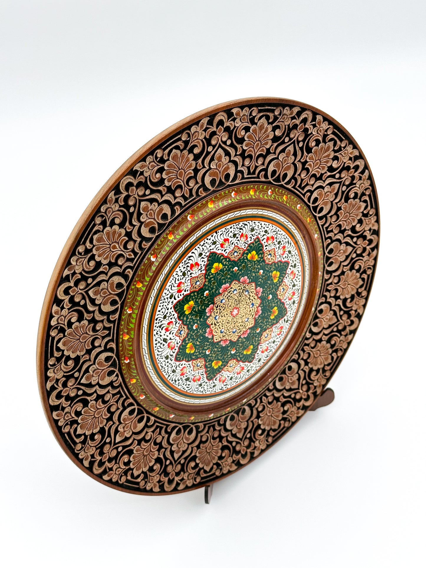 Emerald Blossom Mandala Wall Plate