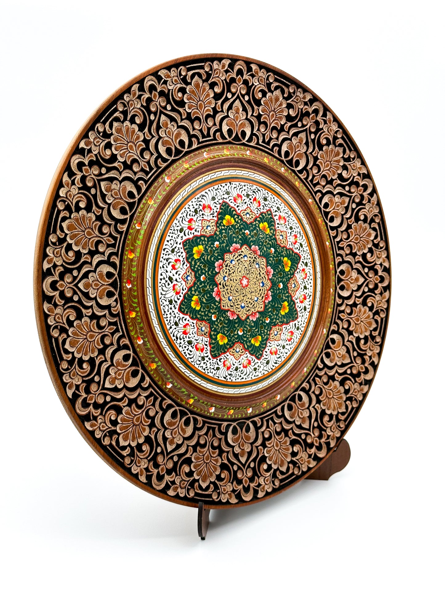 Emerald Blossom Mandala Wall Plate