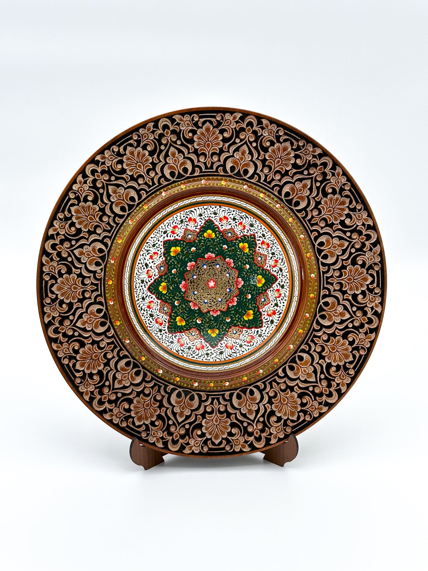 Emerald Blossom Mandala Wall Plate