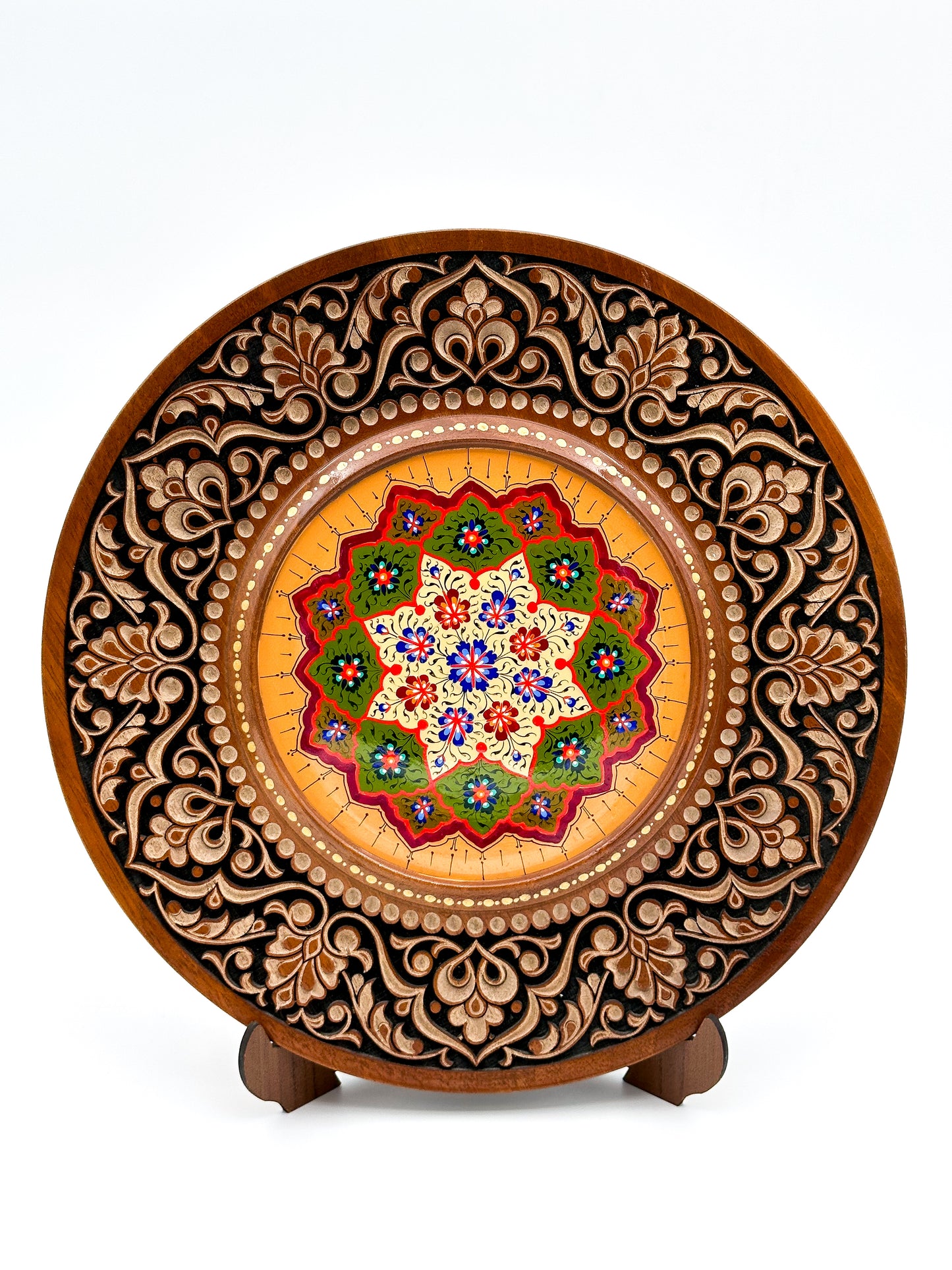 Golden Sunburst Mandala Wall Plate