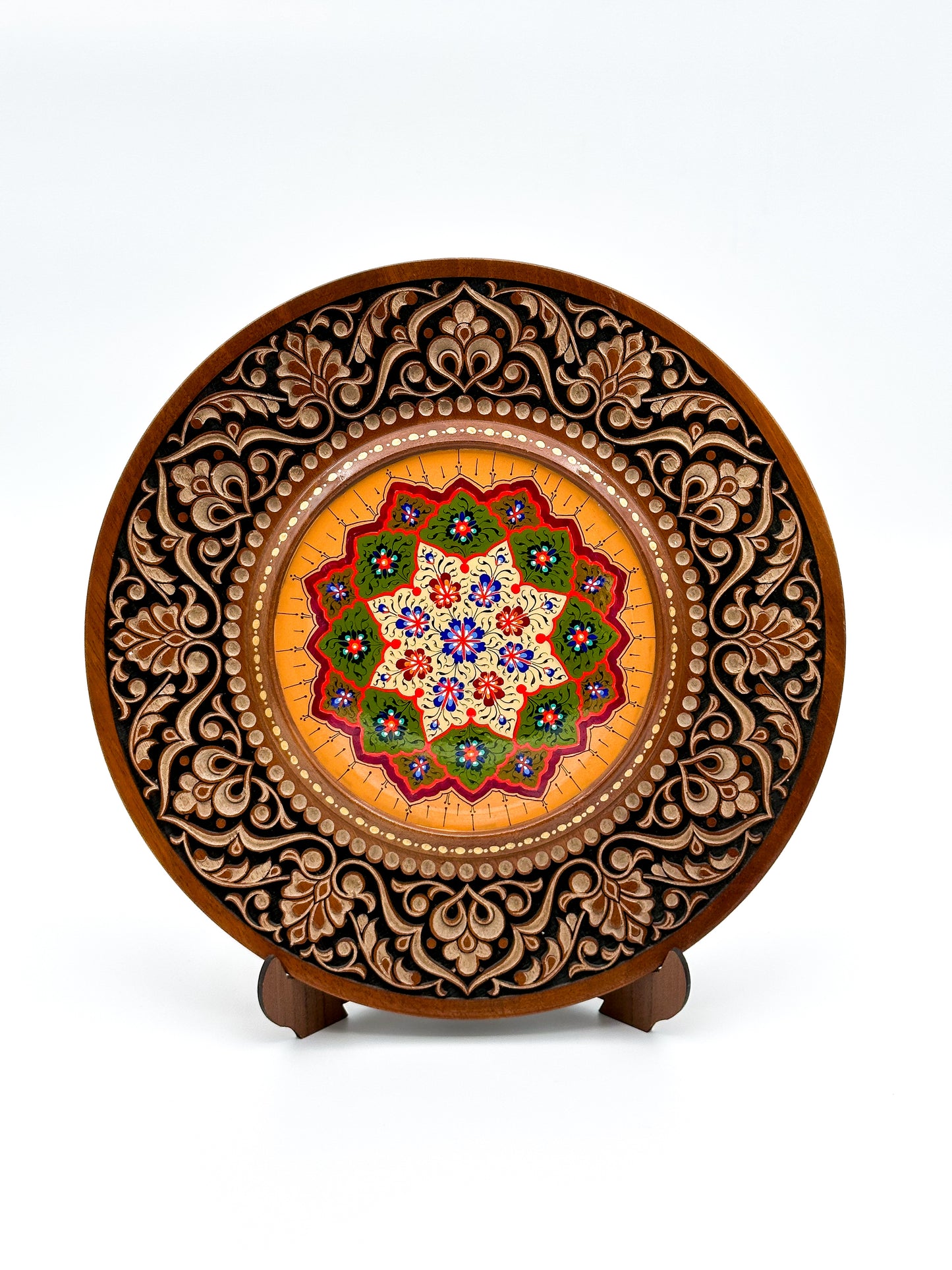 Golden Sunburst Mandala Wall Plate