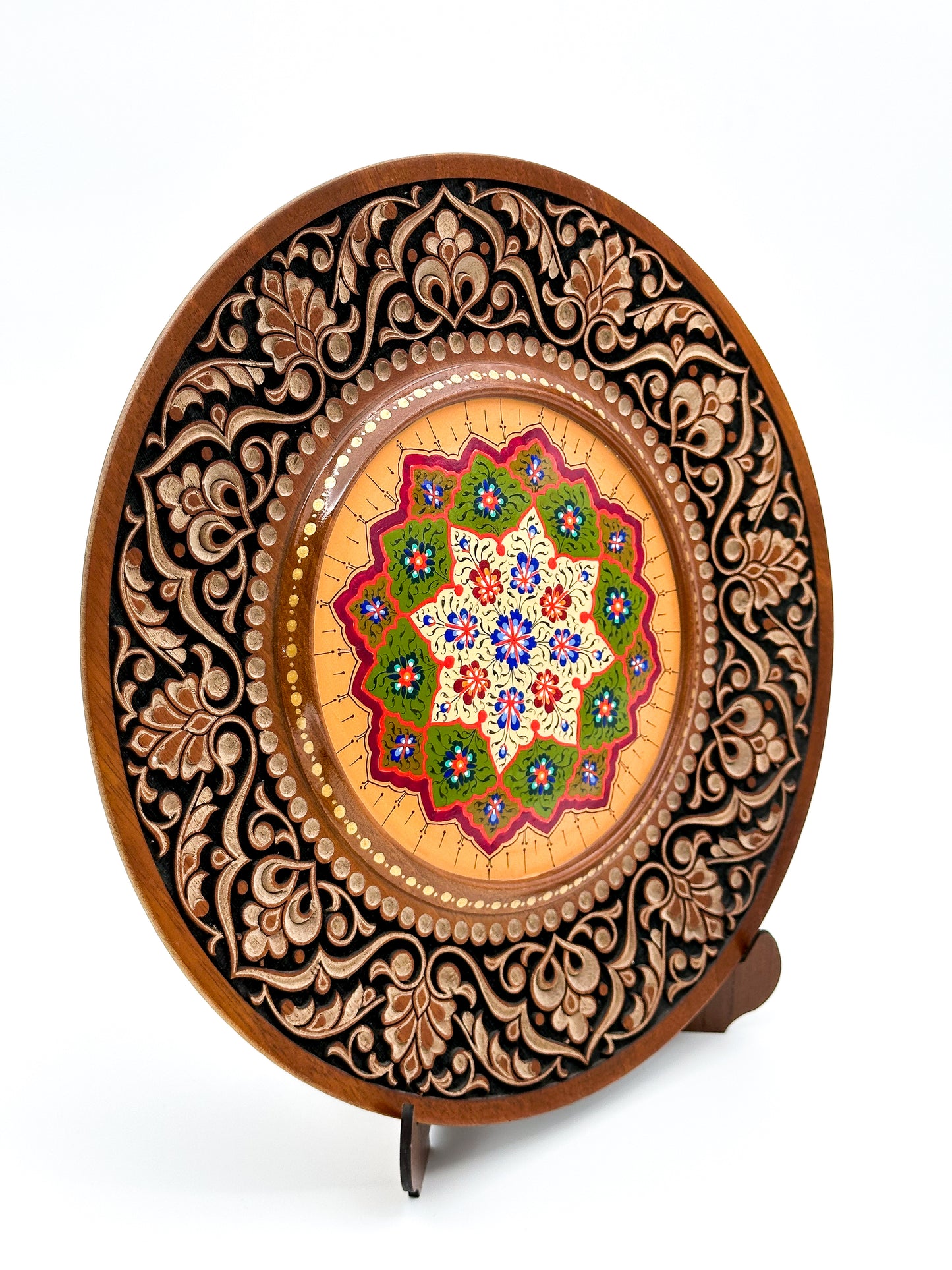 Golden Sunburst Mandala Wall Plate