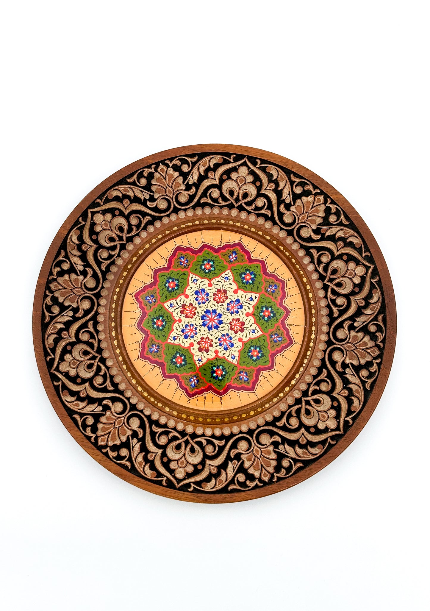 Golden Sunburst Mandala Wall Plate