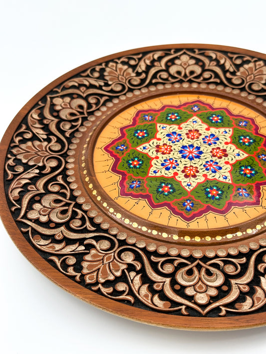 Golden Sunburst Mandala Wall Plate