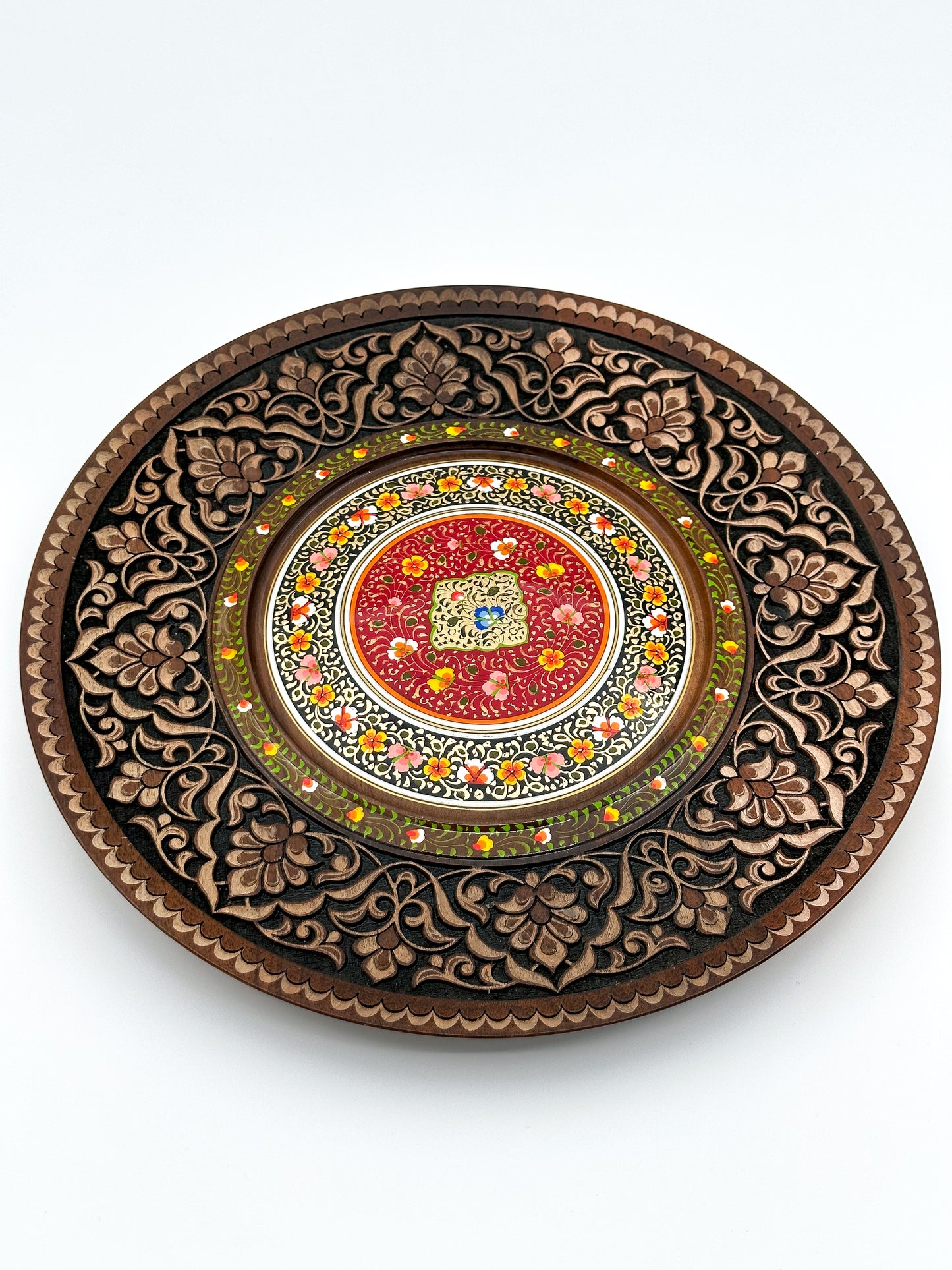 Crimson Blossom Mandala Wall Plate