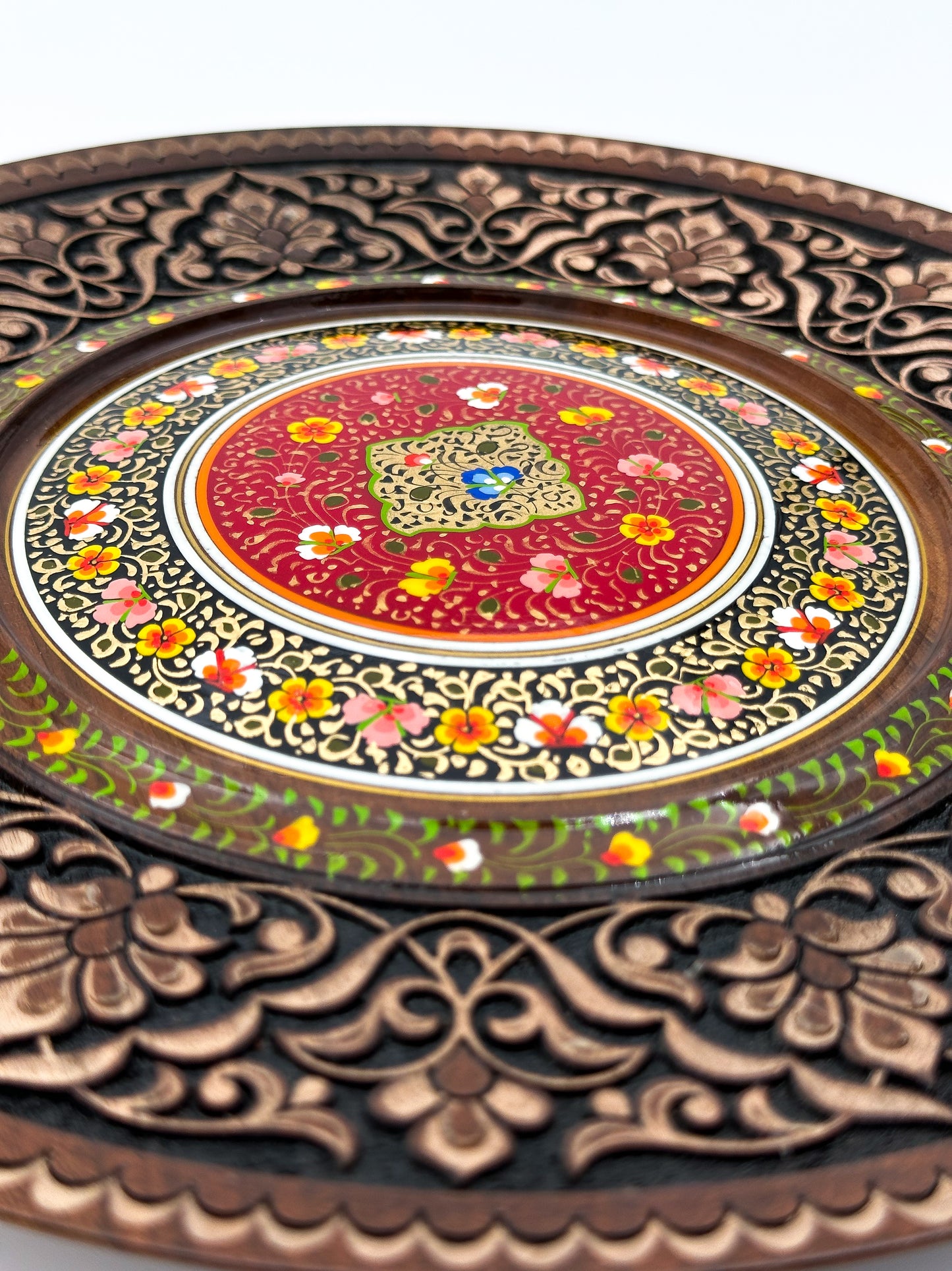 Crimson Blossom Mandala Wall Plate