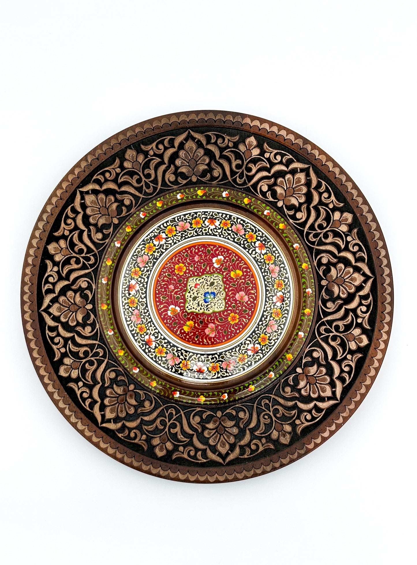 Crimson Blossom Mandala Wall Plate