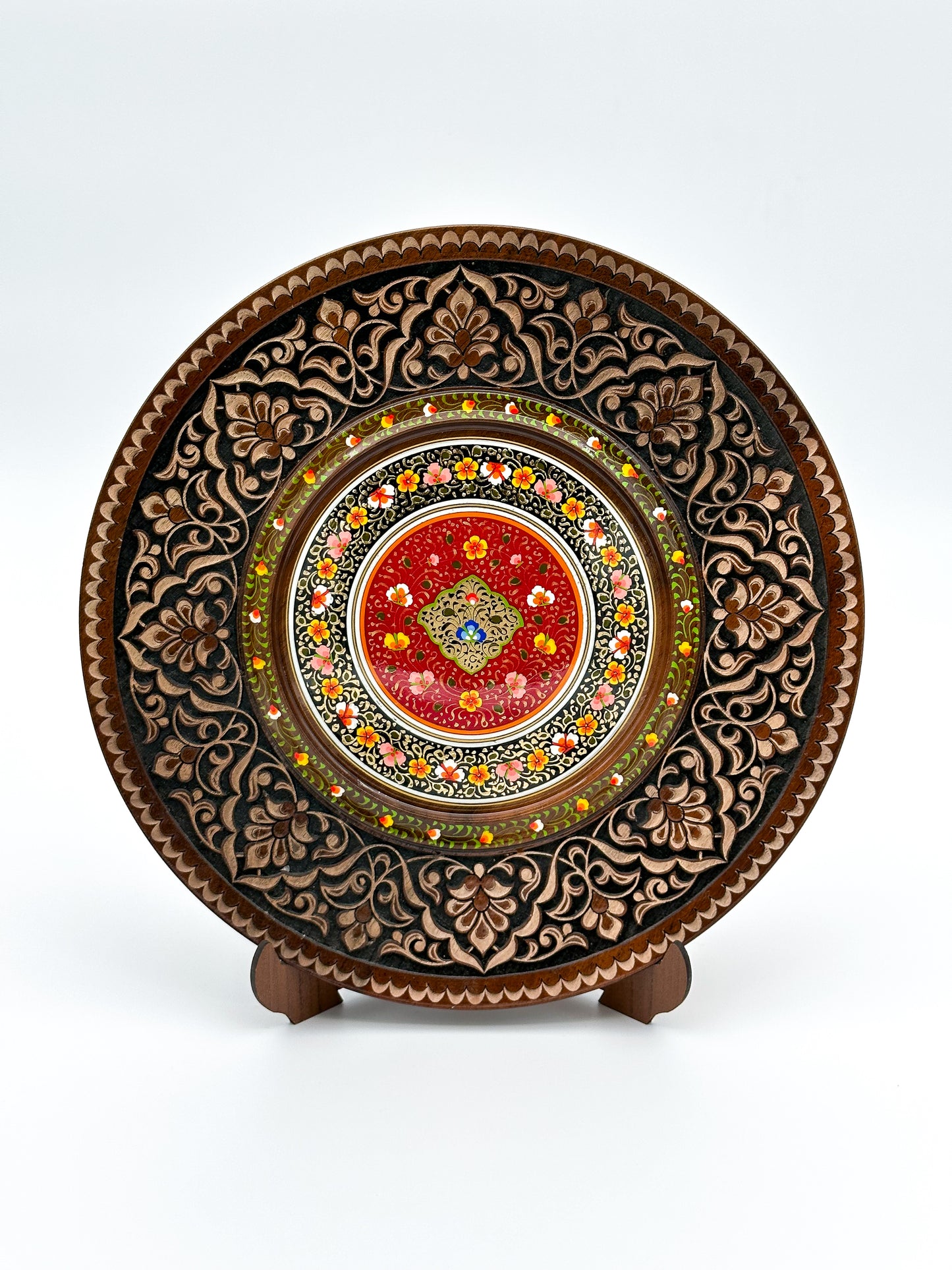 Crimson Blossom Mandala Wall Plate