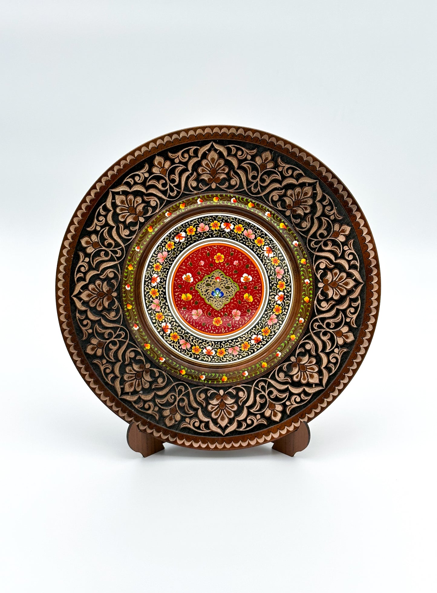 Crimson Blossom Mandala Wall Plate