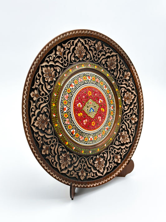 Crimson Blossom Mandala Wall Plate